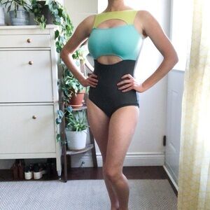 𝅺Handmade cutout neon bodysuit